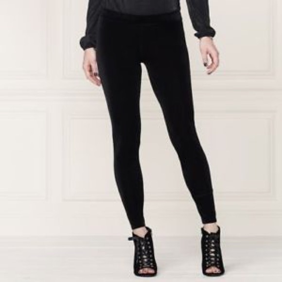 LC LAUREN CONRAD RUNWAY COLLECTION Leggings Velvet Black Size M L - Picture 1 of 5